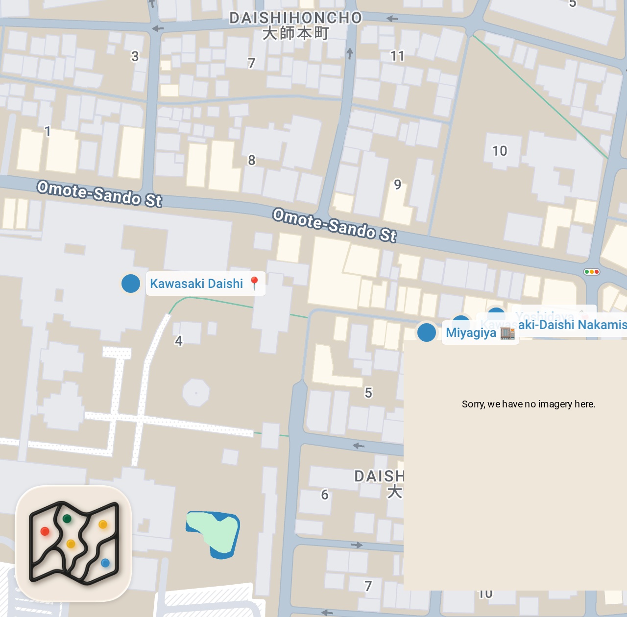 Map preview for 【川崎大師】初詣のグルメ攻略ガイド（生わらび餅や漬物カレーなど食べ歩き）