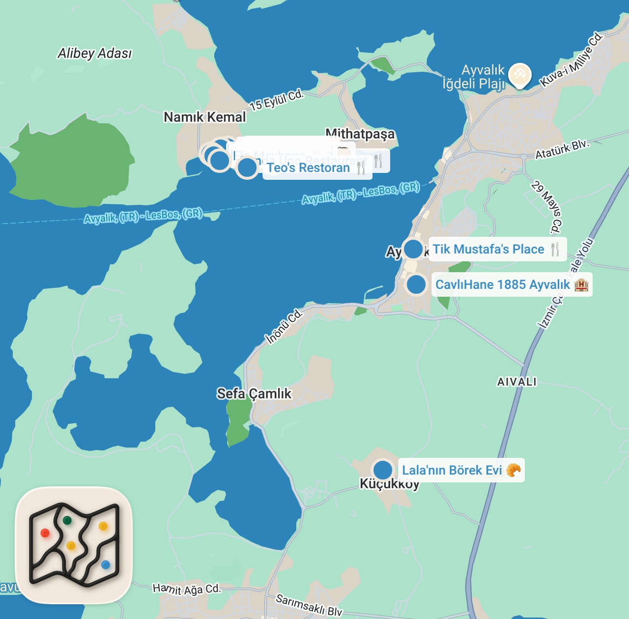 Map preview for AYVALIK, CUNDA, KÜÇÜKKÖY LEZZETLERİ (Kuzey Ege Gastronomi Rehberi 2) - Ayaküstü Lezzetler