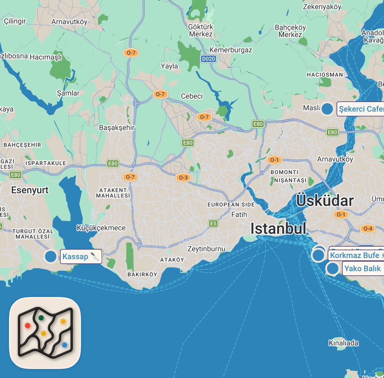 Map of 5 spots from 3 SAATTE 30.000 TL @mertallbayrak