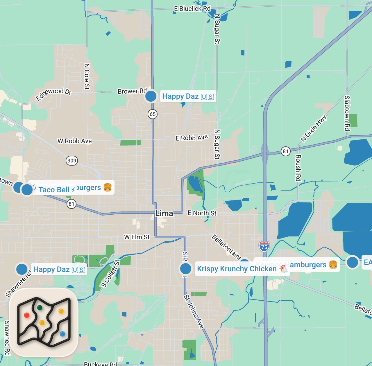 Map preview for I Tried Unknown Fast Food Restaurants