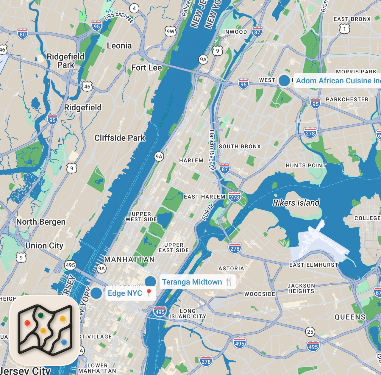Map preview for Must Eat West African Food in NYC