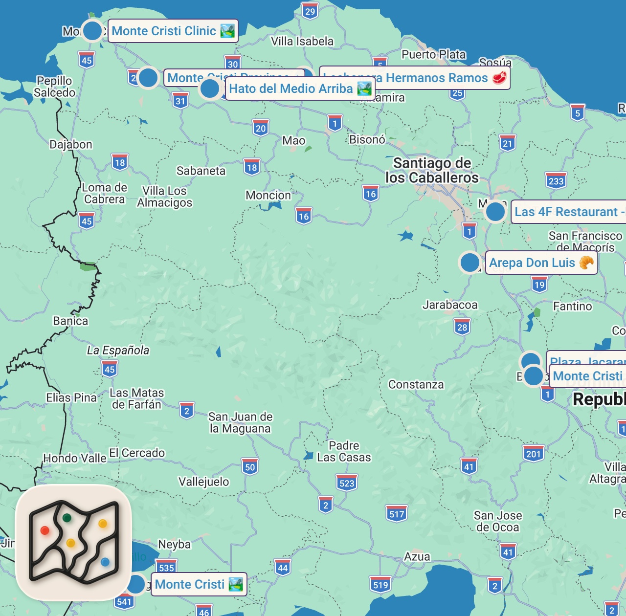 Map of 10 spots from I Tried the BEST FOOD in The Dominican Republic!! 🇩🇴