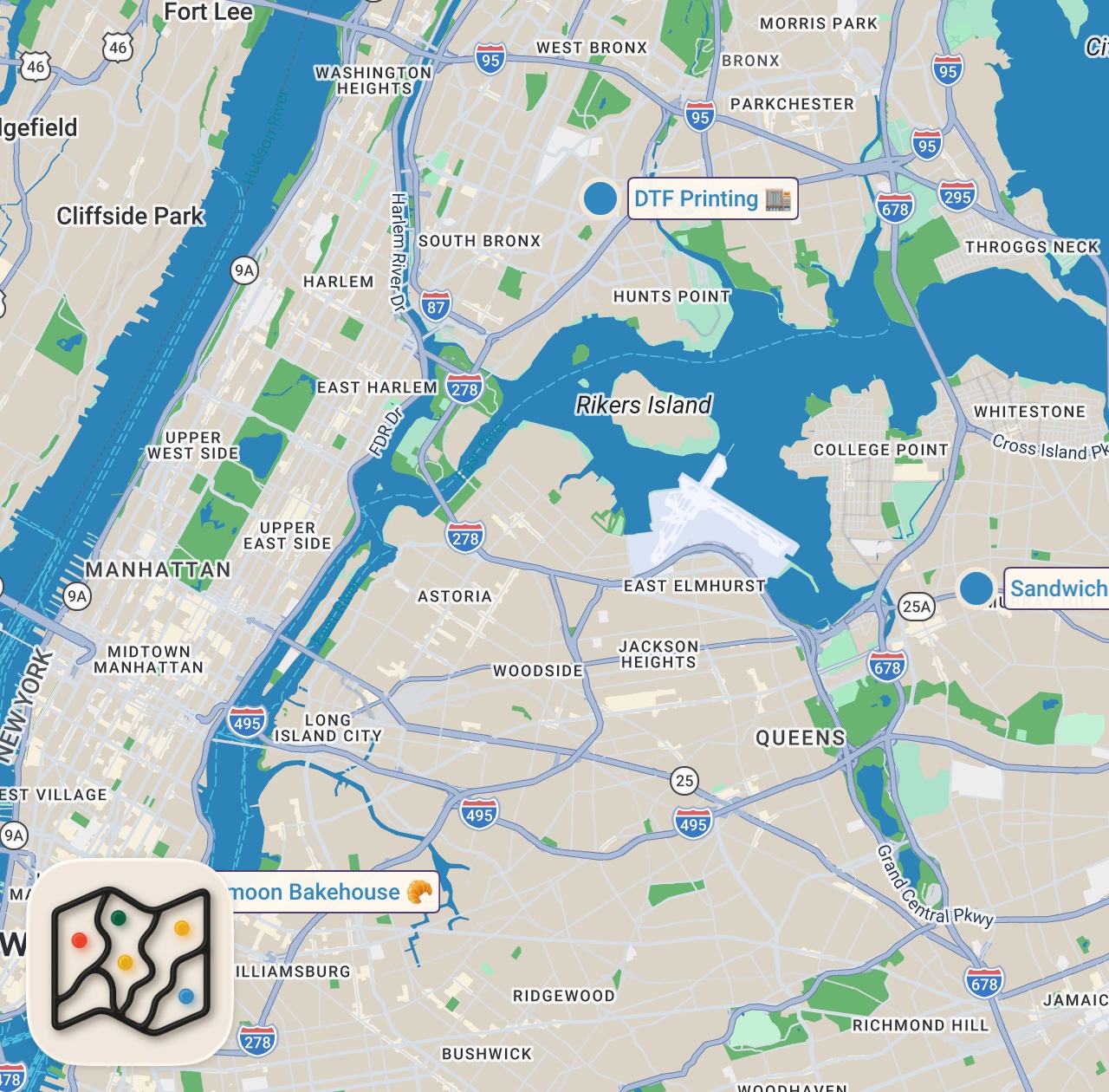 Map of 3 spots from Reviewing VIRAL NYC FOOD part 2 #shorts