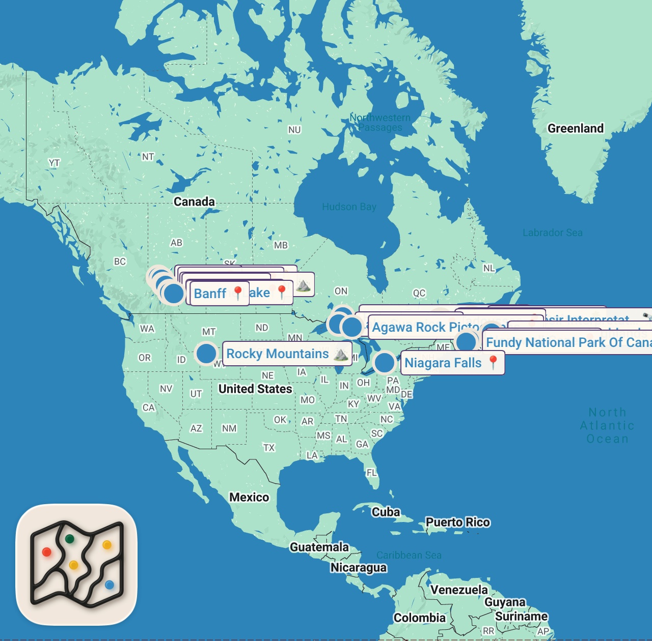 Map preview for Les 5 lieux incontournables d'un voyage au CANADA ! (nos conseils)