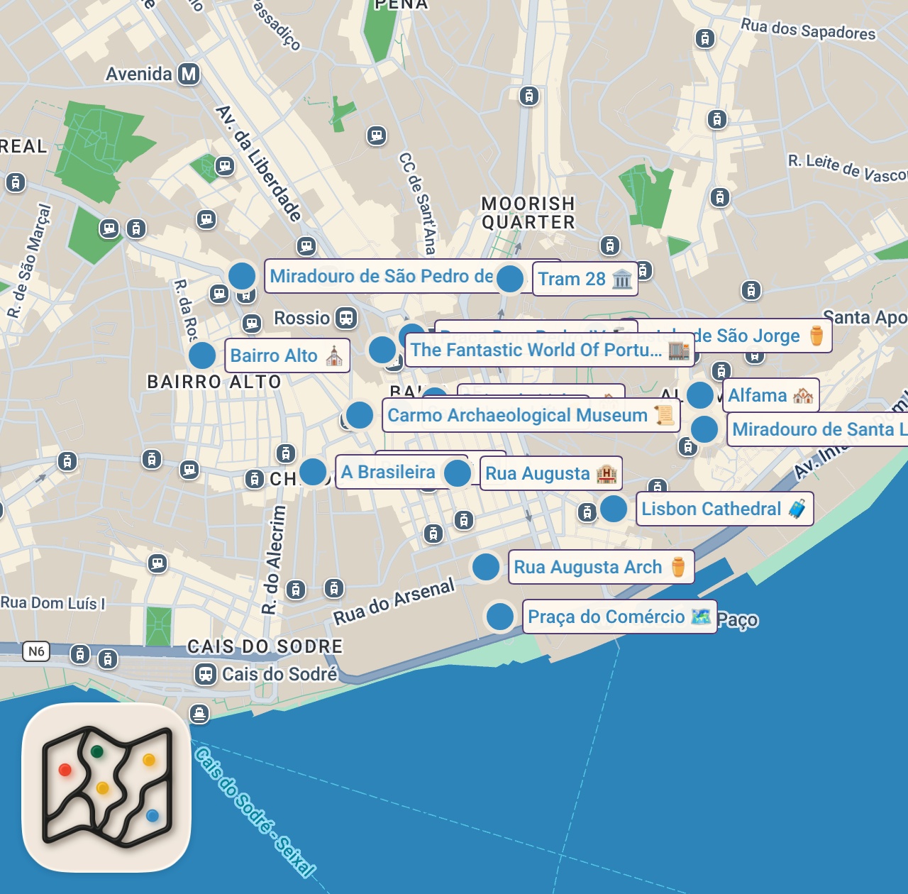 Map of 23 spots from The ULTIMATE Lisbon Travel Guide: Top Neighborhoods to Explore