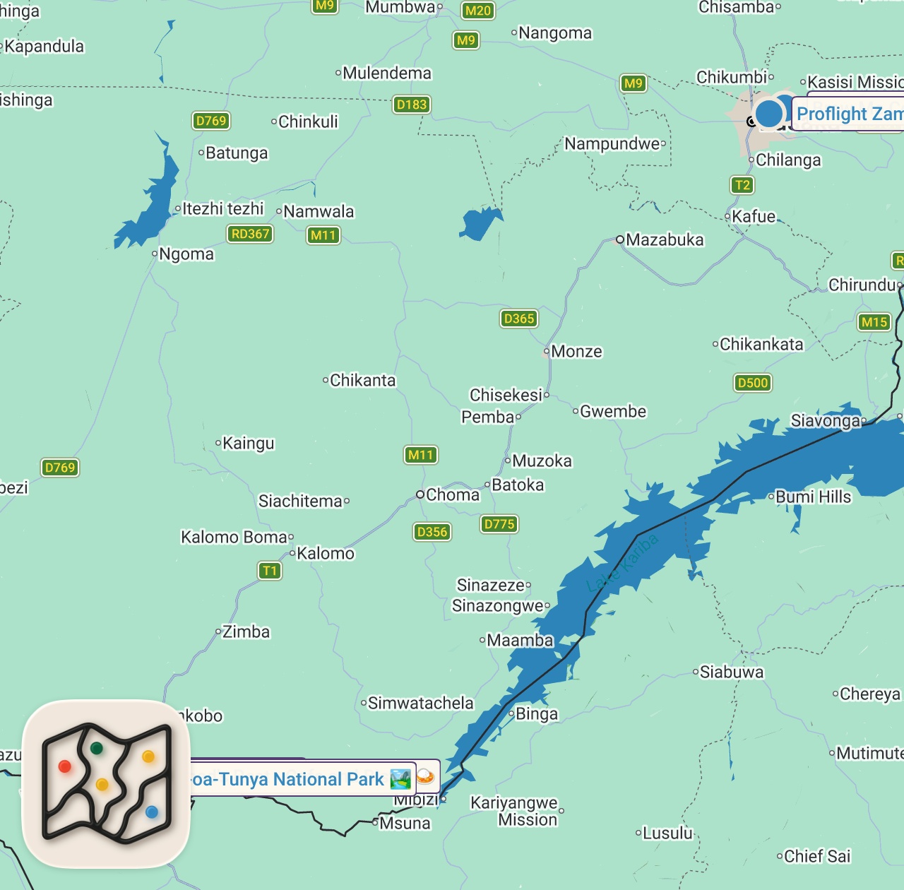 Map of 5 spots from Mind-Blowing Victoria Falls - The First Impressions Of Tourism Capital Of Zambia 🇿🇲 (Livingstone)
