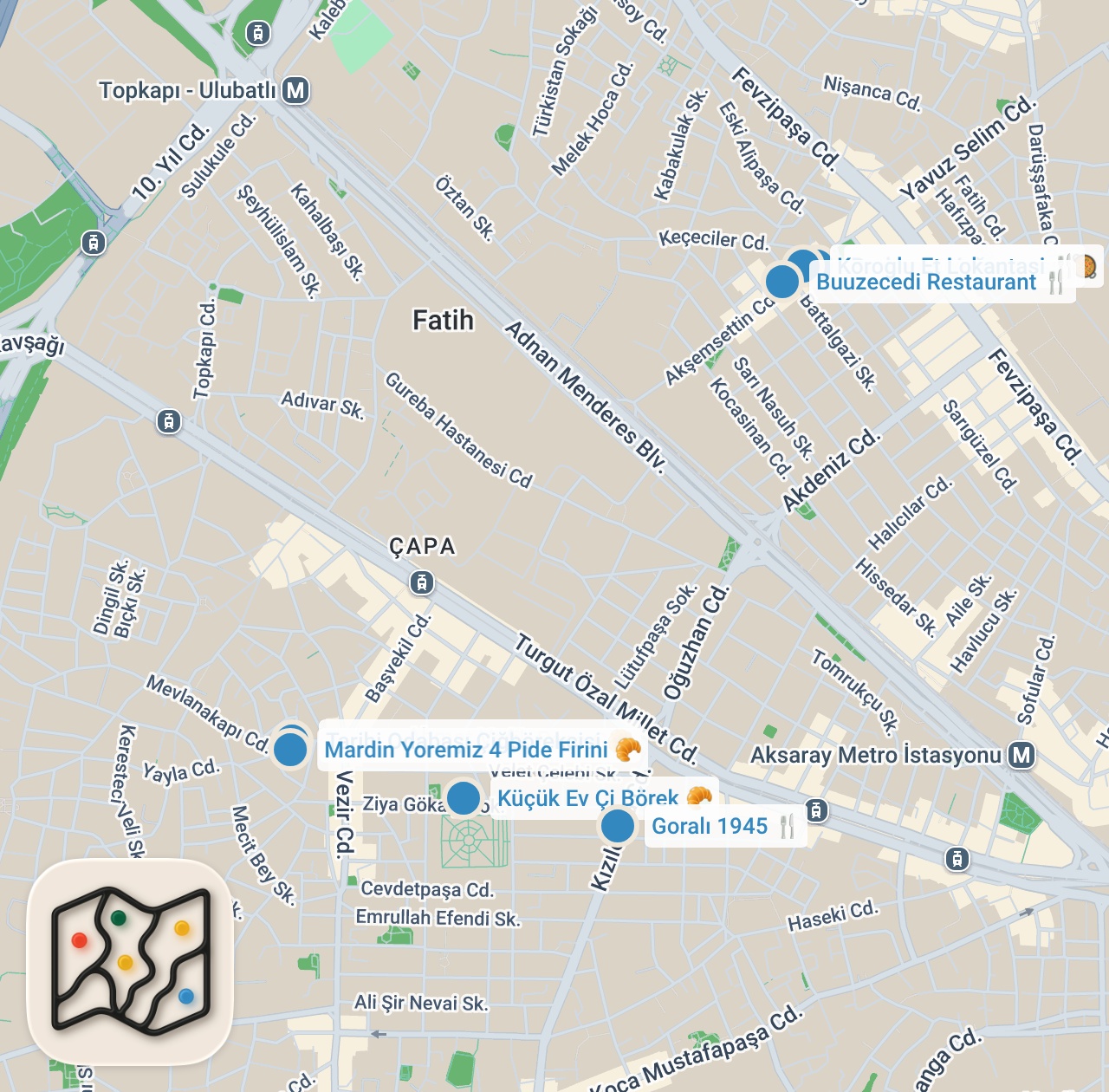 Map preview for İSTANBUL'UN 20 TL ALTI LEZZETLERİ - Ayaküstü Lezzetler