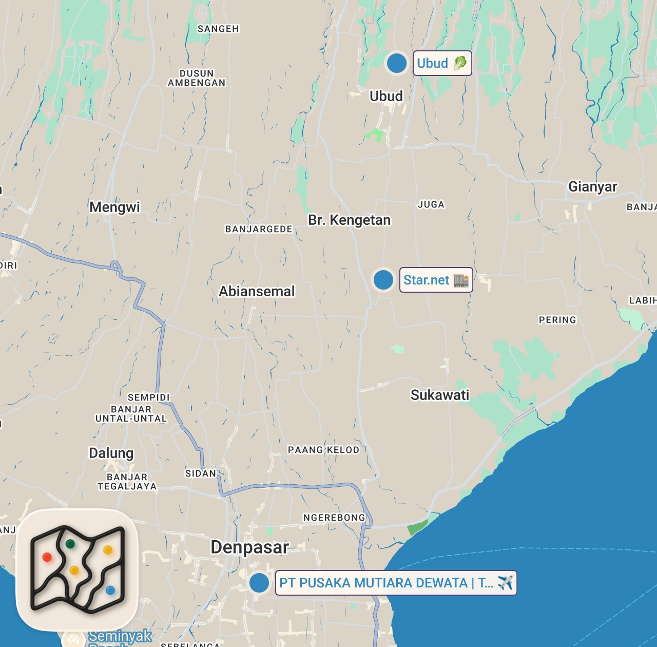Map of 3 spots from Bali’ye Yerleşen 4 Türk Anlatıyor: Neden Gittiler?