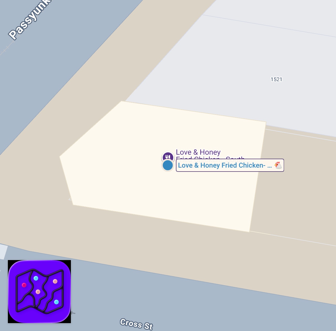 Map of 1 spots from Trying SUPPOSEDLY the new best fried chicken spot in Philly!👀🔥 @firefriedhotchicken