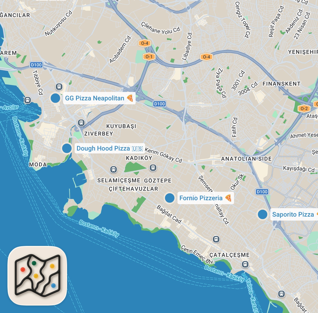 Map preview for İSTANBUL PİZZA REHBERİ 🍕| Anadolu Yakasından 4 Pizza Durağı - Ayaküstü Lezzetler