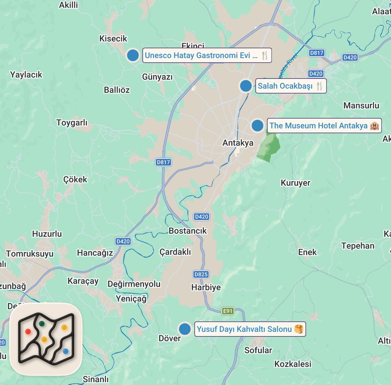 Map of 4 spots from Antakya’da Ne Yenir? 😊 #shorts #yemek #antakya