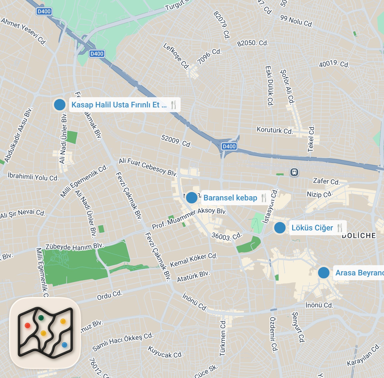 Map preview for ŞEHRİNİ GEZDİR I Gaziantep - Beyran, Kebap, Lahmacun, Ciğer, Ali Nazik