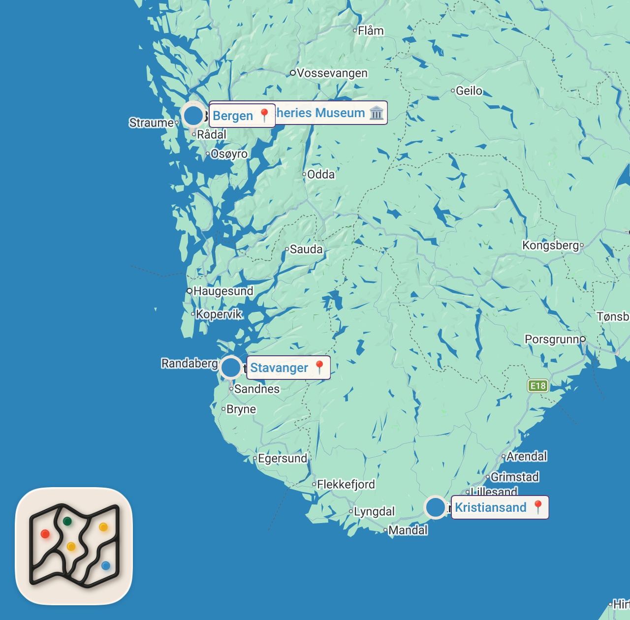 Map of 4 spots from Det hardner til i norske gater | Dagsorden 26. mai