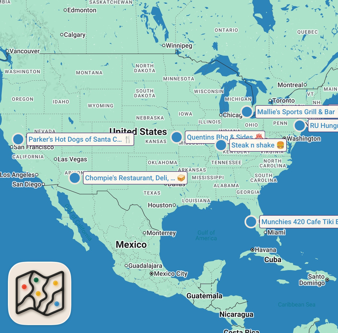 Map preview for Top 10 TOUGHEST Food Challenges | Man v. Food | Travel Channel