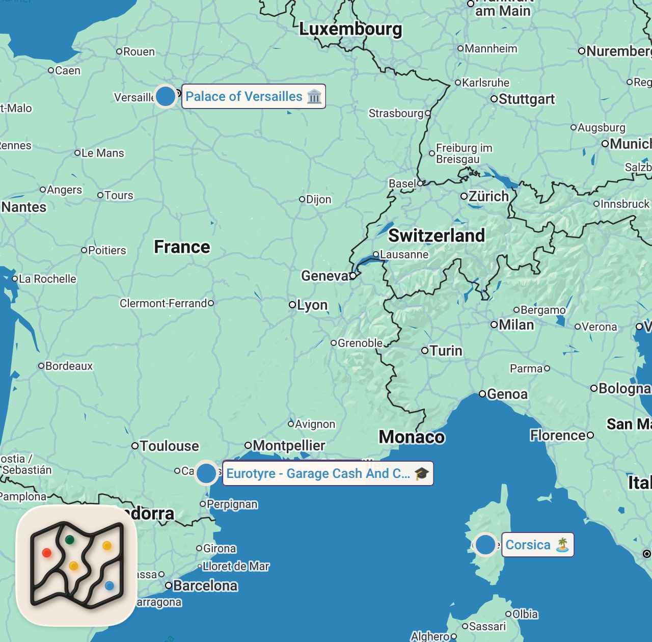 Map of 5 spots from I Tried the World’s BEST BUFFET in France!! Just $72.57 For All You Can Eat!