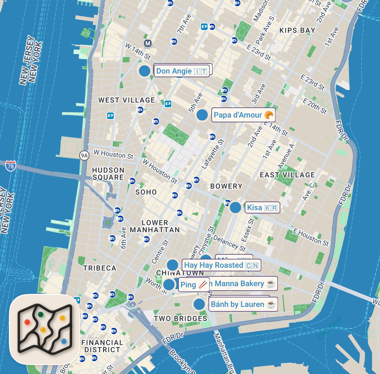 Map of 11 spots from 10 must visit spots in NYC for 2026