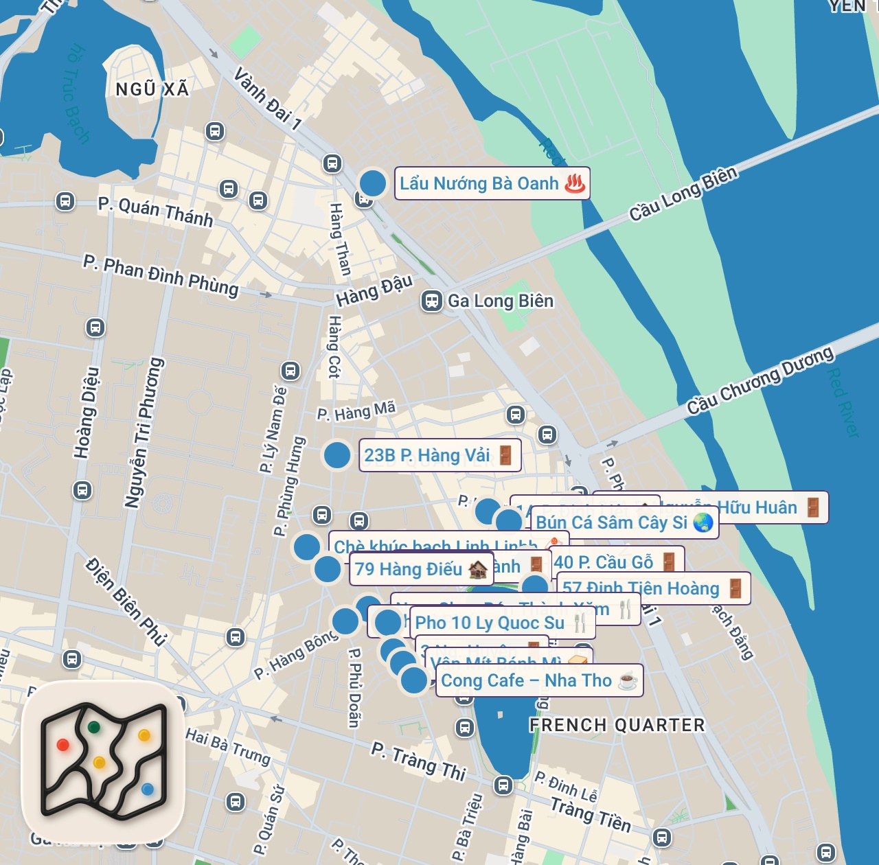 Map of 18 spots from Vietnam's BEST STREET FOOD in Hanoi (during Tết)