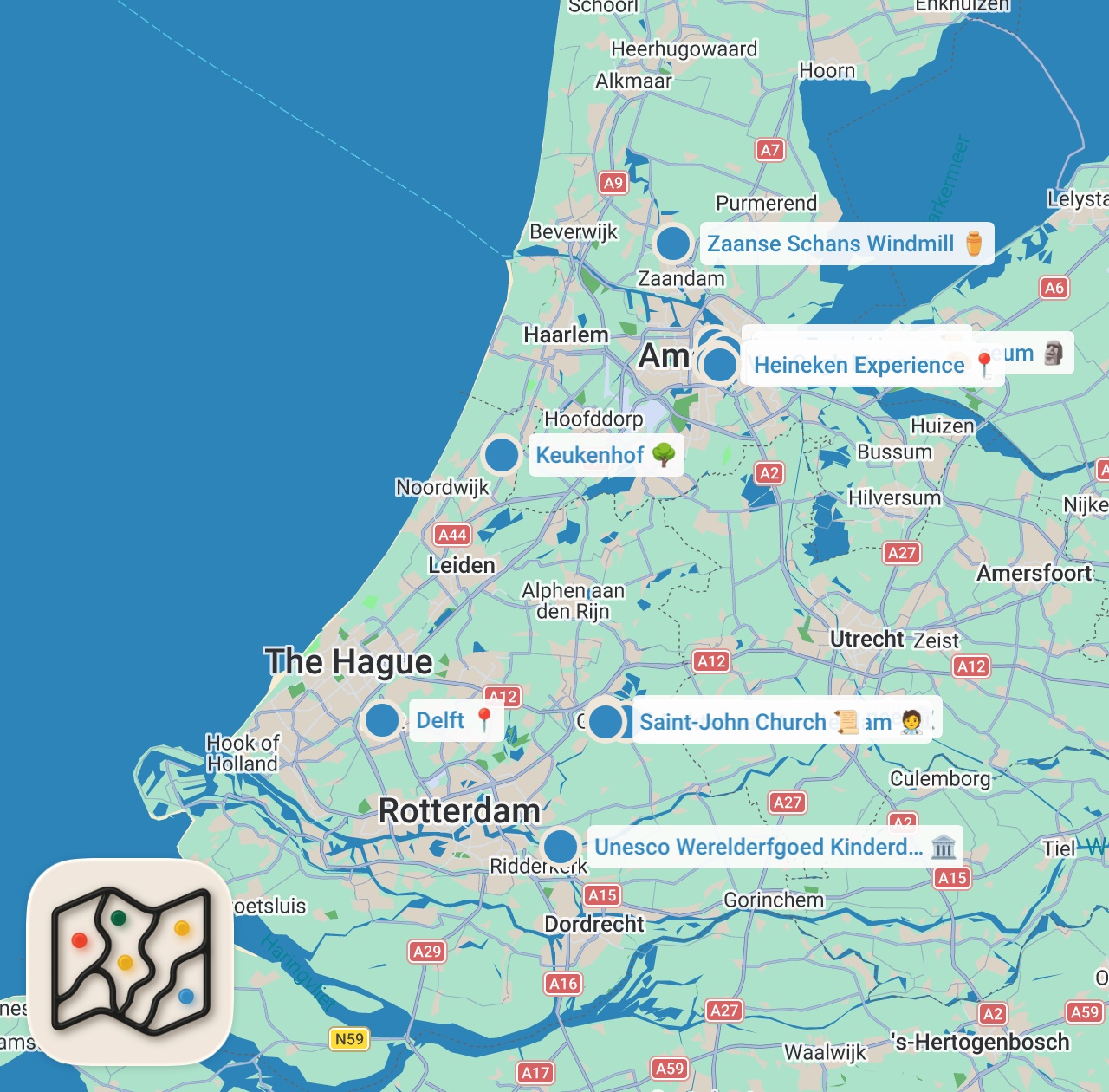Map preview for 10 Best Places to Visit in the Netherlands - Travel Video