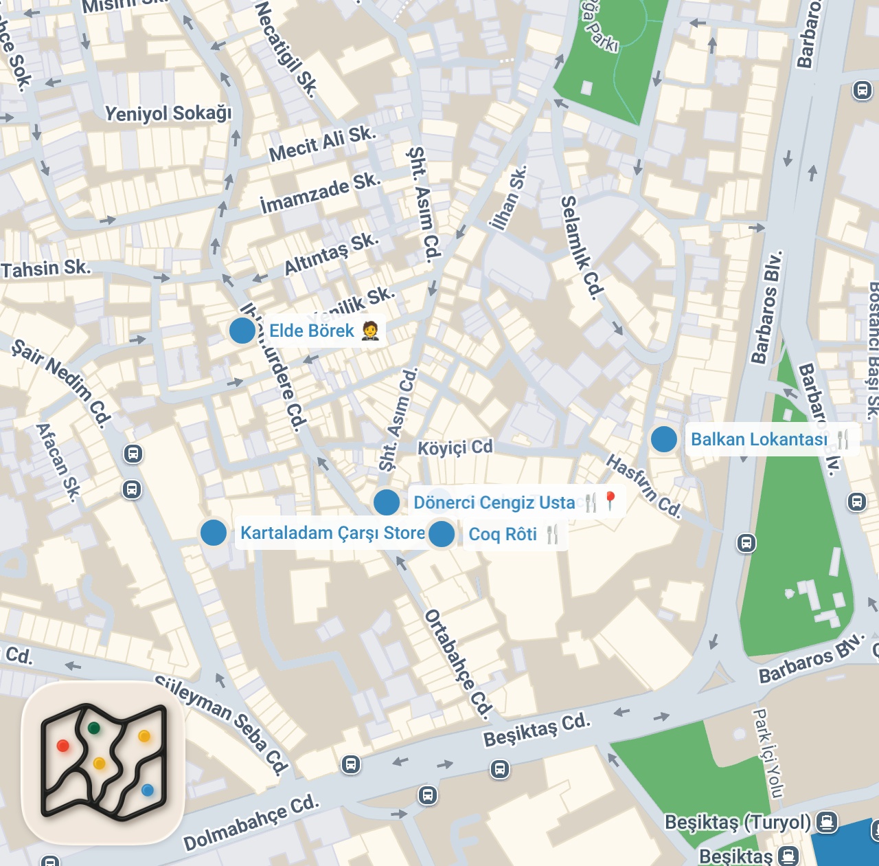 Map preview for Beşiktaş Lezzet Durakları 