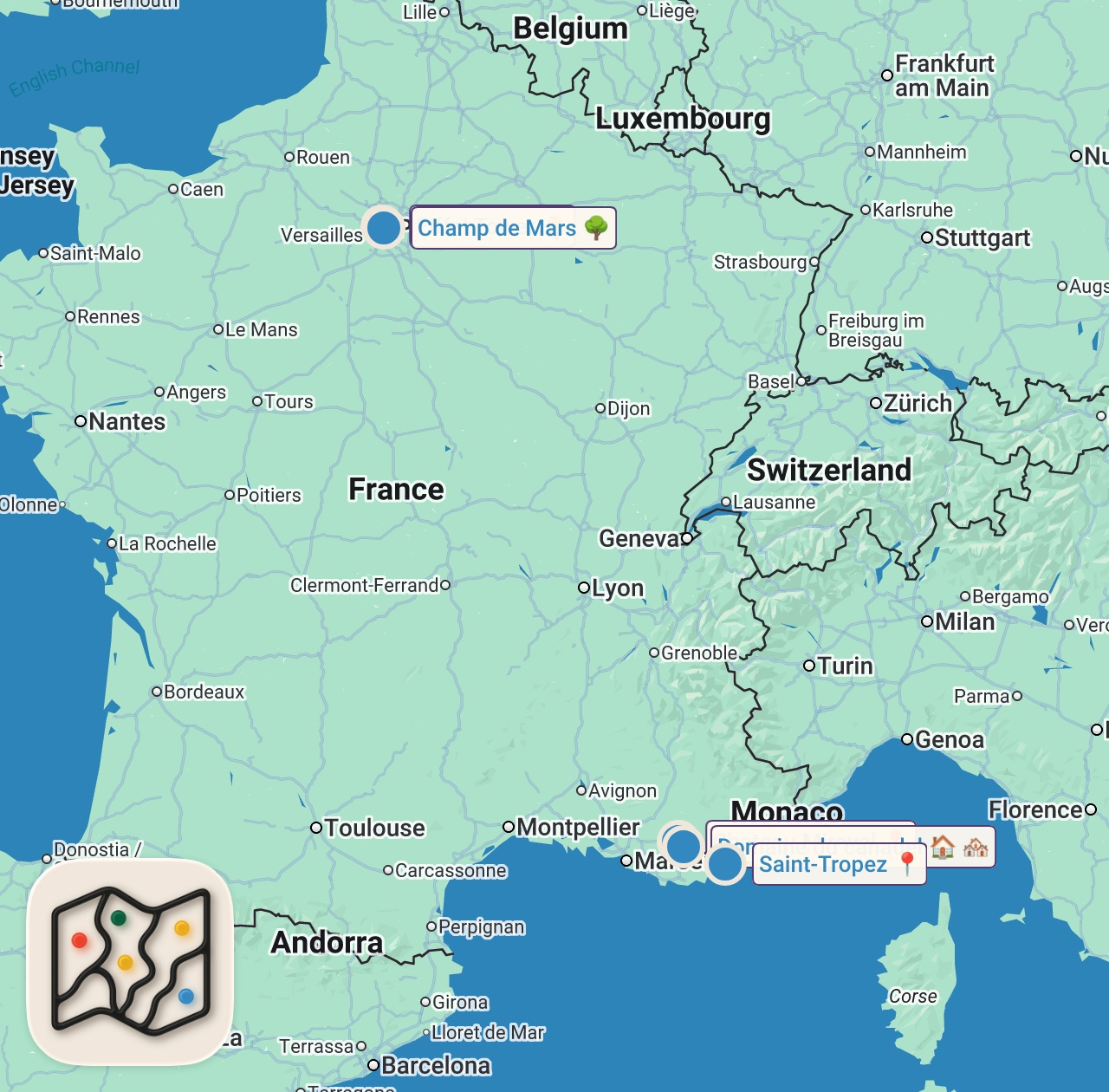Map preview for The American Celebrities Who Moved to France