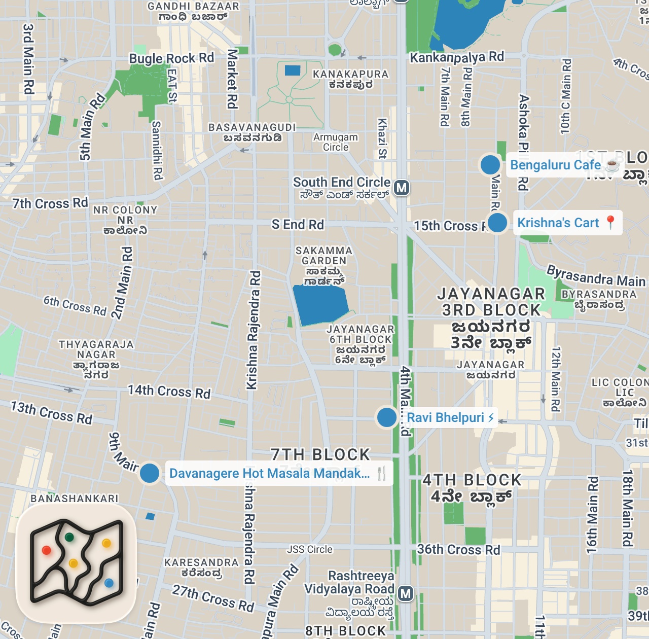 Map preview for $1 Indian Street Food - CHEAPEST and Best Food in Bengaluru, India!!