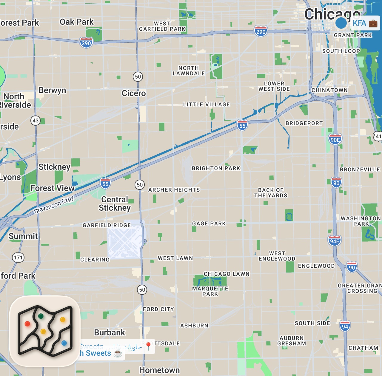 Map preview for New Knafeh spot in bridgeview 🚨. Go check out the video⬇️⬇️ #explore
