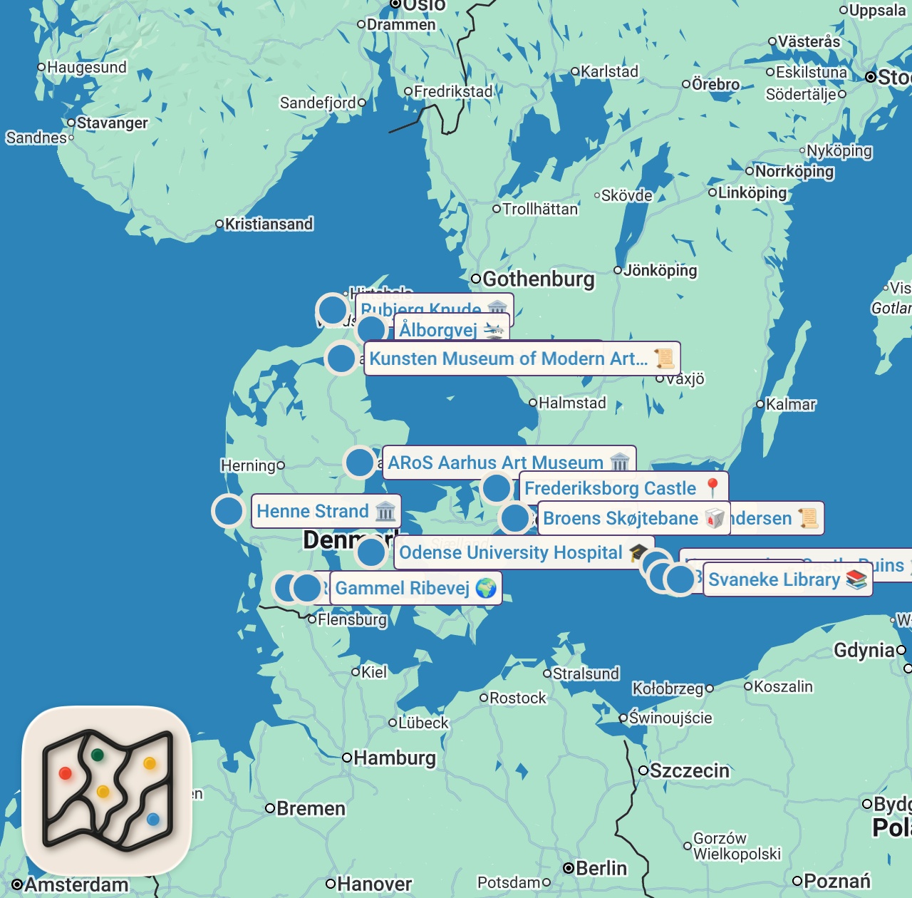 Map of 17 spots from 🇩🇰 DÄNEMARK Dokumentation: Das stille Wunder des Nordens | 4K