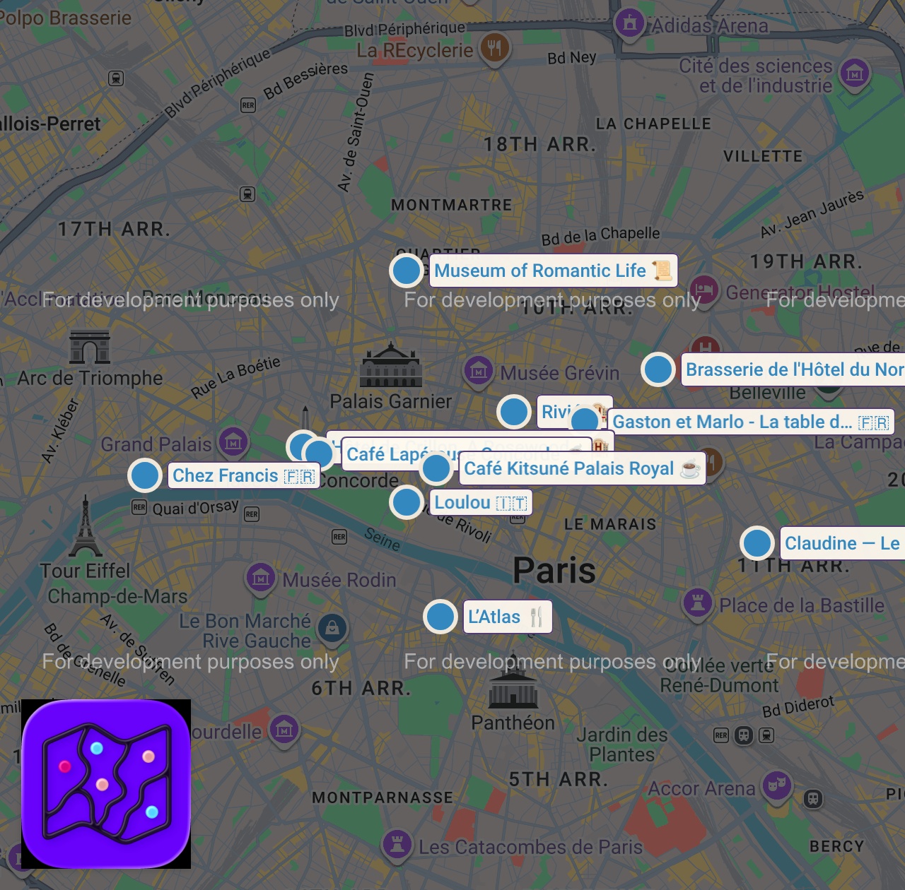 Map of 11 spots from Paris Food Guide: Must-Try Spots & Where to Avoid
