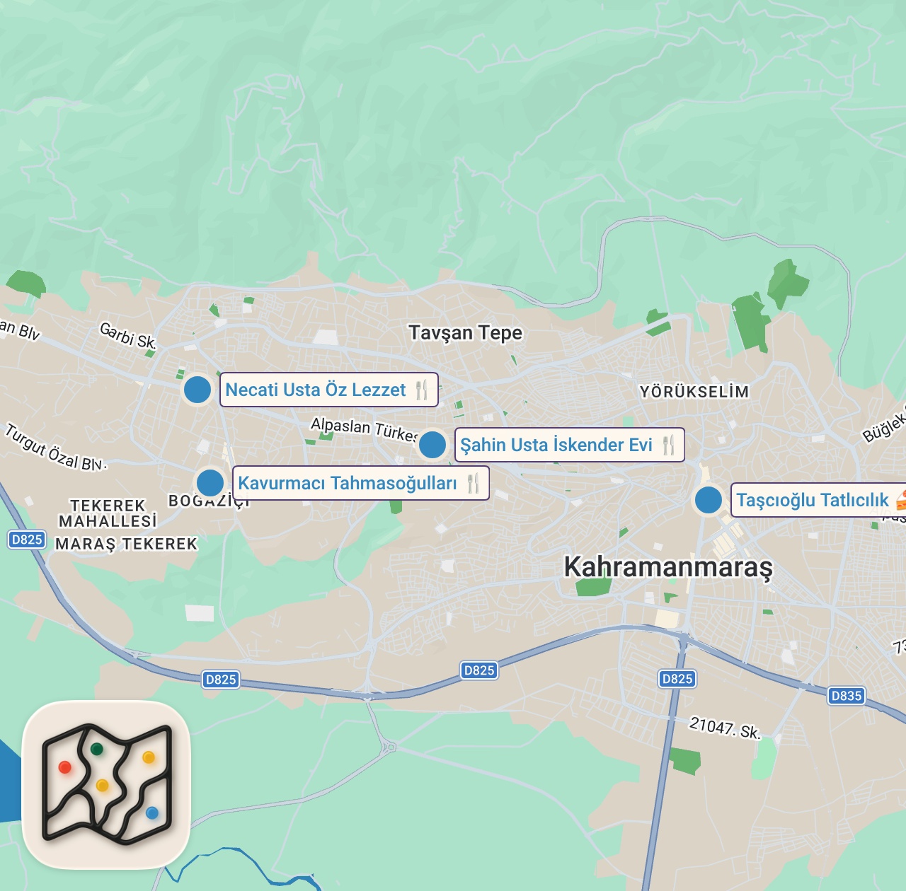Map of 5 spots from 3 SAATTE 9000 TL SERİSİ!!! KAHRAMANMARAŞ