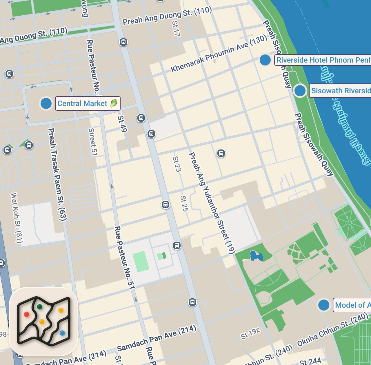 Map of 4 spots from Eating Cambodia's Creepy-Crawly Cuisine In Phnom Penh, Cambodia 🇰🇭