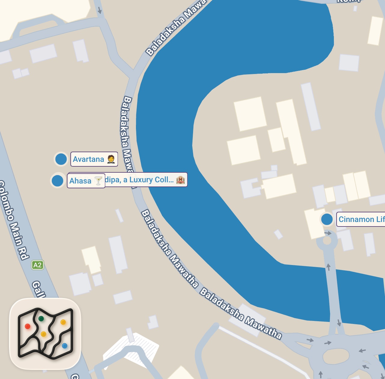 Map of 4 spots from Is This The Best & The Most Luxurious Hotel In Sri Lanka? ITC Ratnadipa, Colombo 🇱🇰