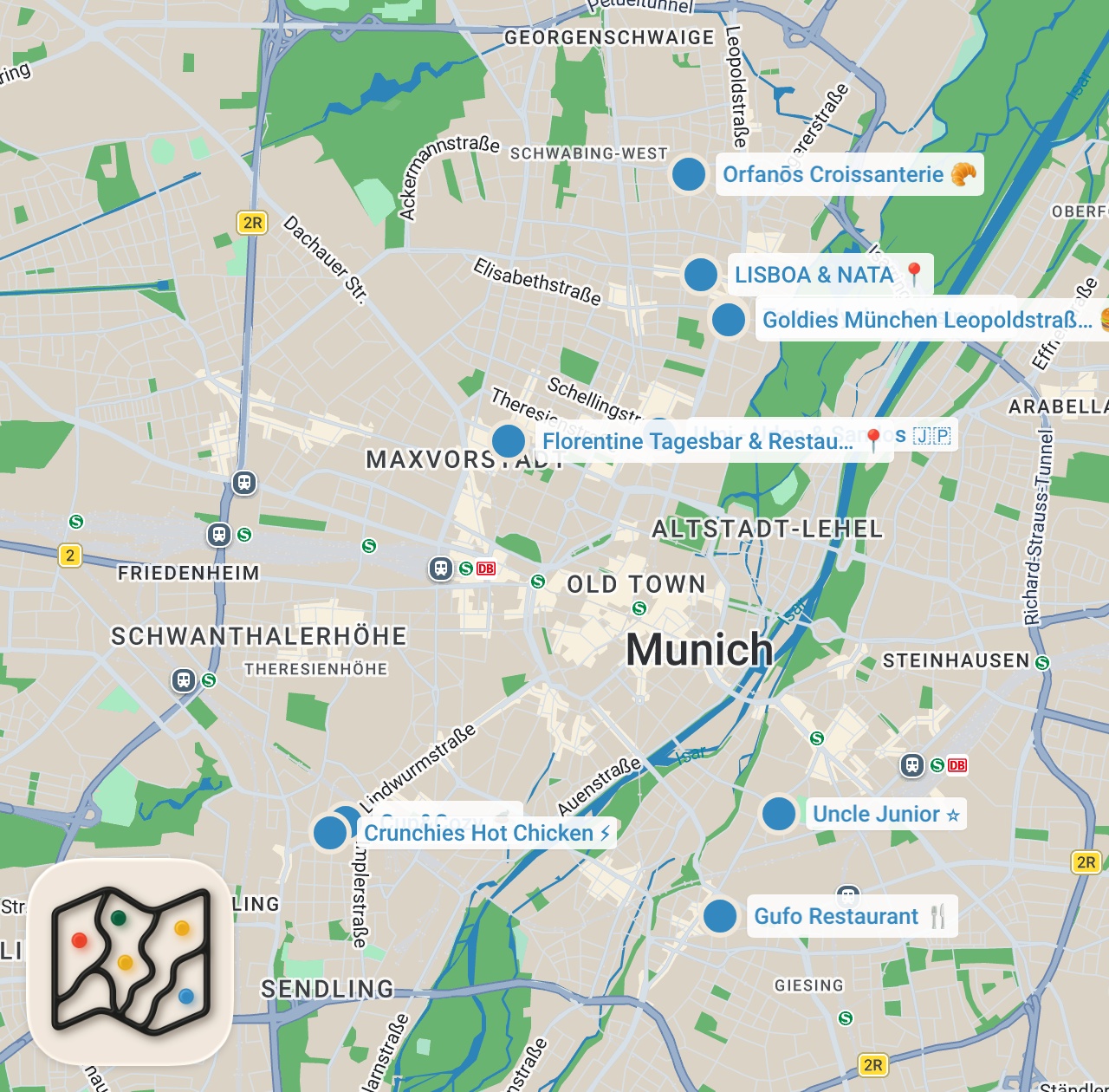 Map preview for XXL MÜNCHEN FOOD TOUR 2.0 - 10 Restaurants die kein Münchner kennt!