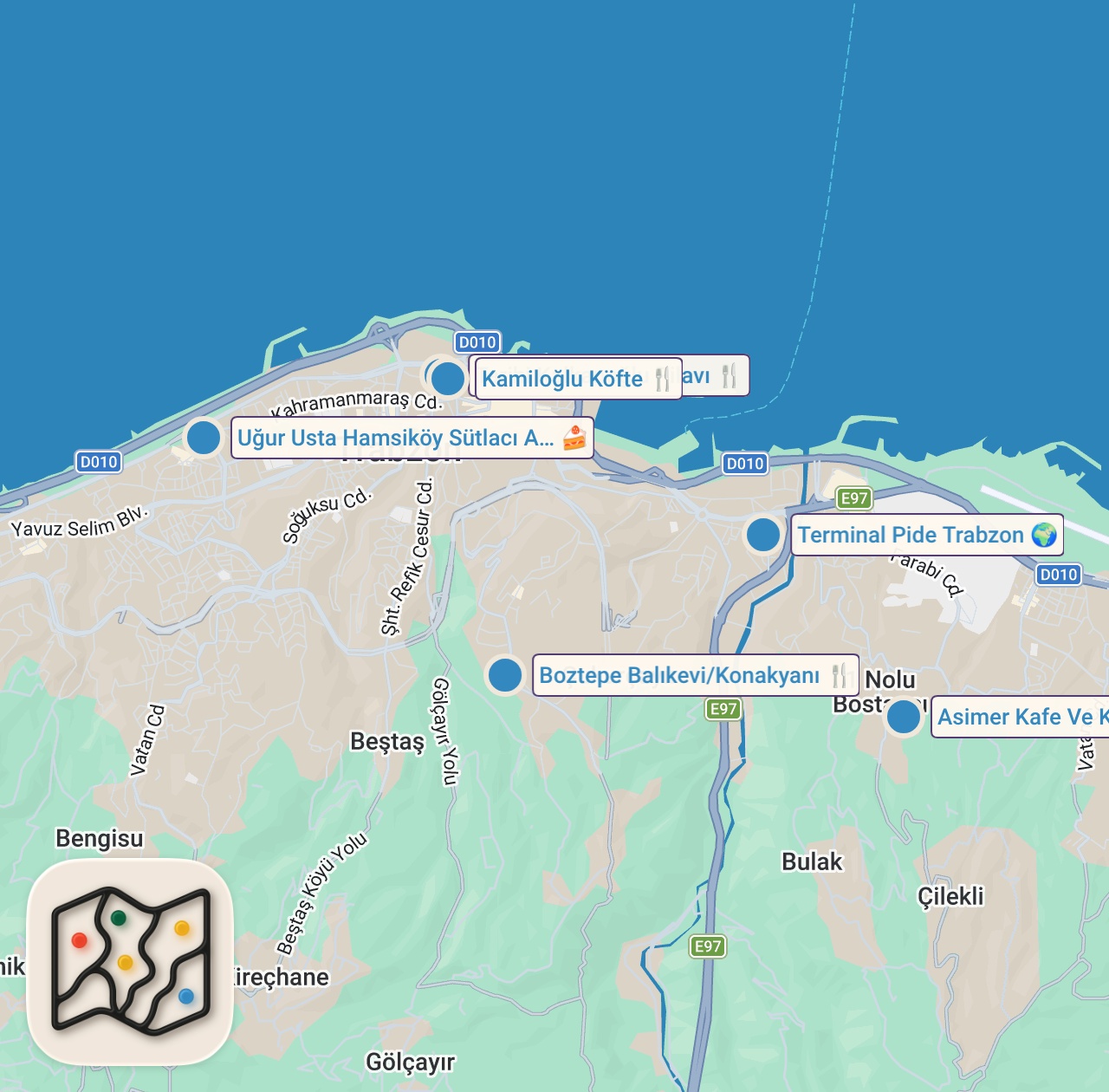 Map preview for 🇹🇷 Street food in TRABZON, Turkey - KING OF TURKISH PIDE + INSANE seafood | Street food in Turkey