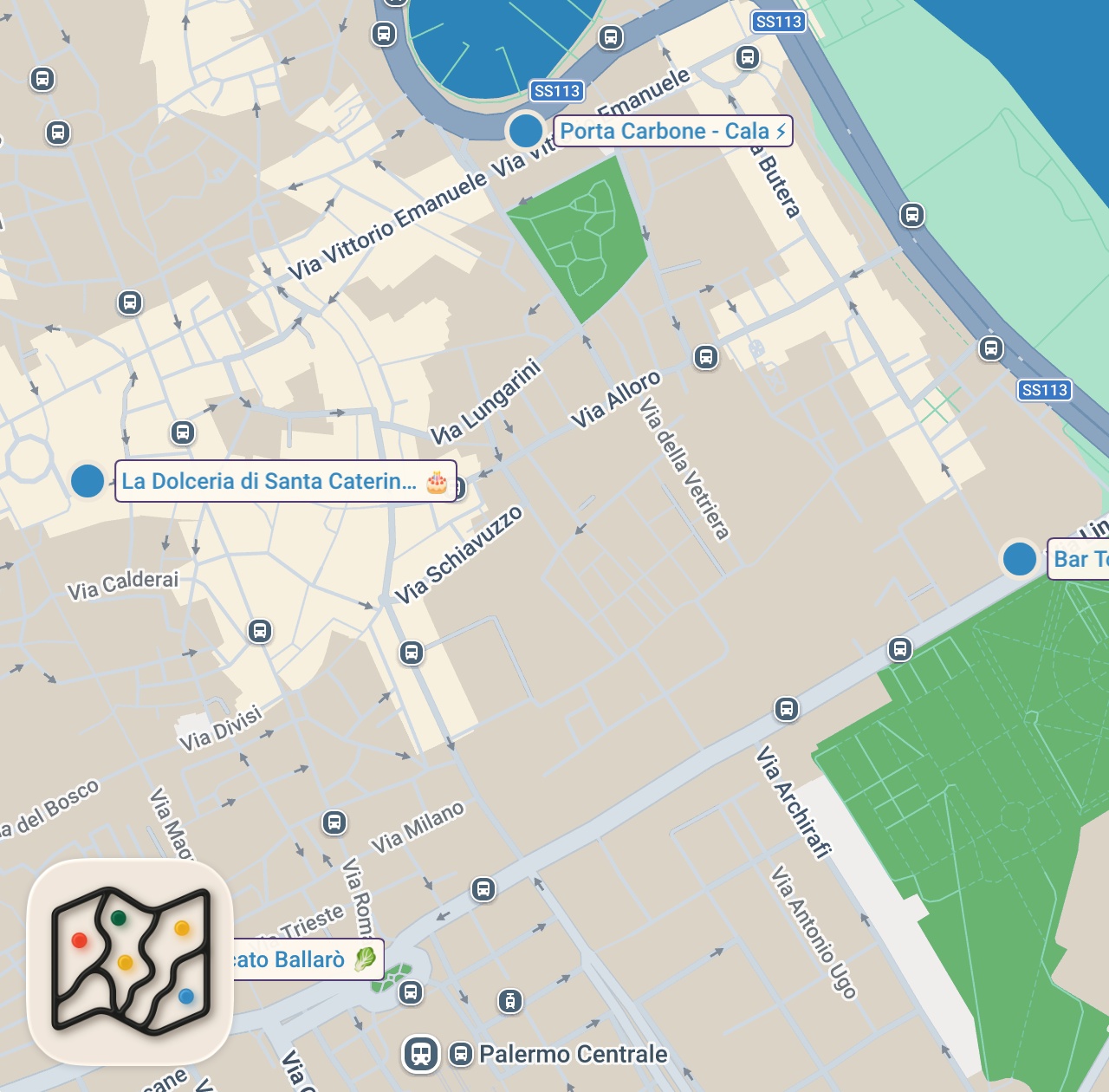 Map preview for EXTREME Street food in Sicily, Italy - PALERMO FOOD HEAVEN - Street food market in Sicily, Italy