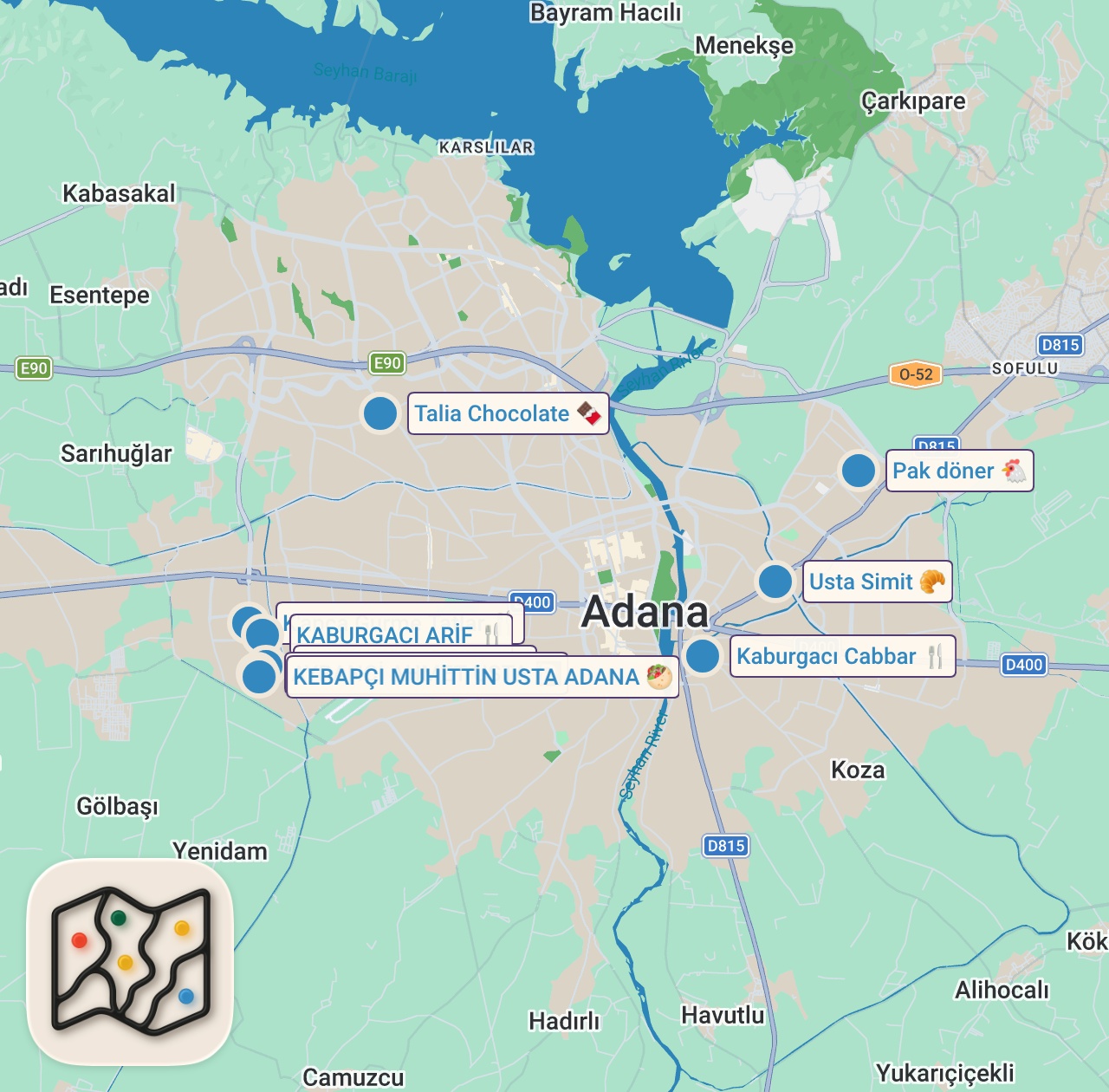 Map of 9 spots from ADANA SANAYİ LEZZETLERİ 2 !!!