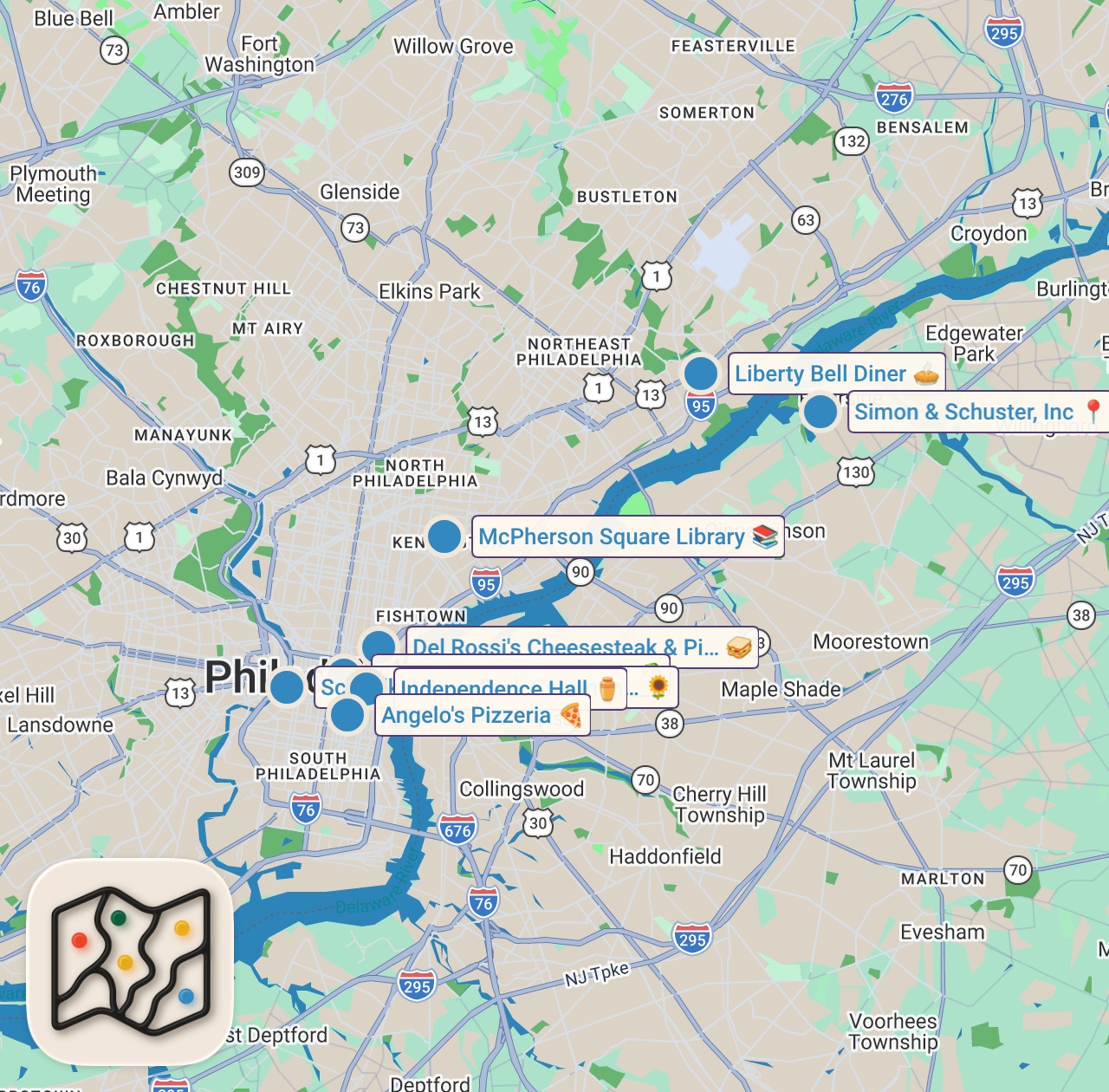 Map of Inside Philadelphia - America’s Birthplace 250 Years Later