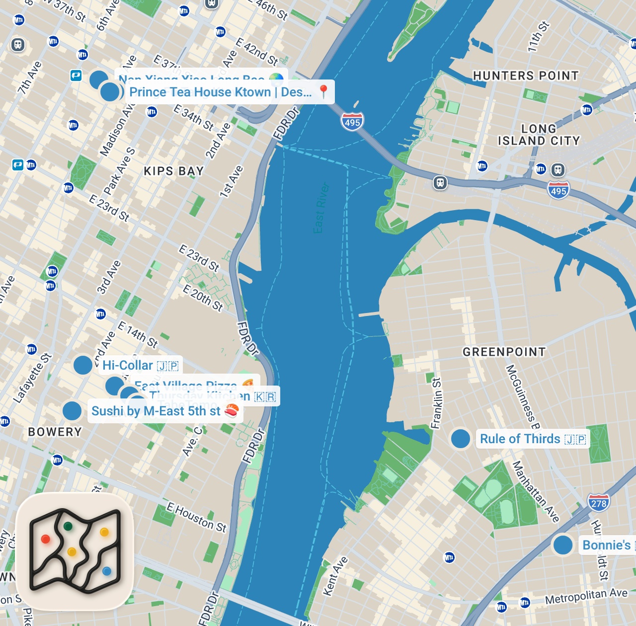Map preview for What to Eat in NEW YORK CITY! NYC Food Tour Part 1 (boba, ramen, pizza, sushi & more)