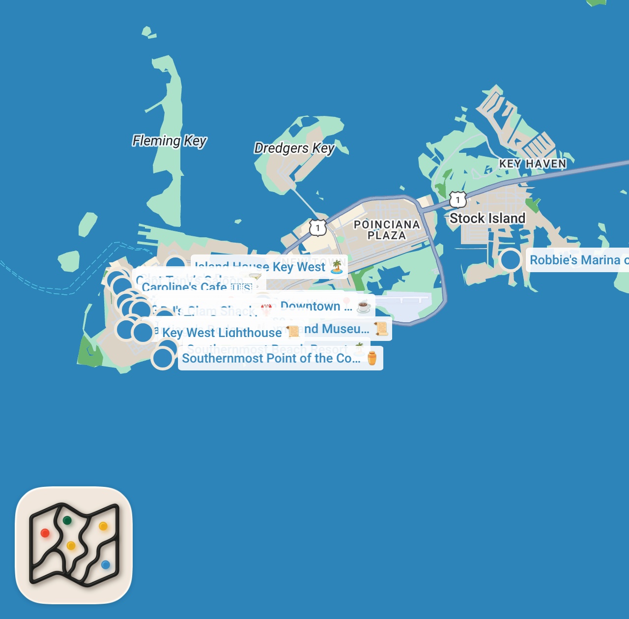 Map preview for Ultimate Florida Keys Food Tour! Key West Hidden Gems!