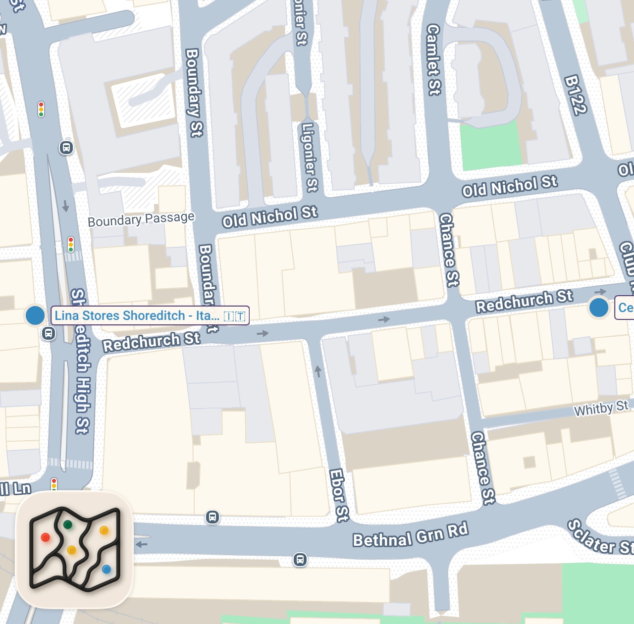 Map of 2 spots from Finding the Best Pasta in London