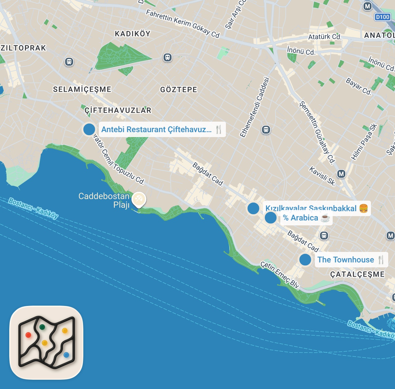 Map preview for Bağdat Caddesi Lezzetleri | Kral yengeç, kuzu şiş, kıyma kebabı