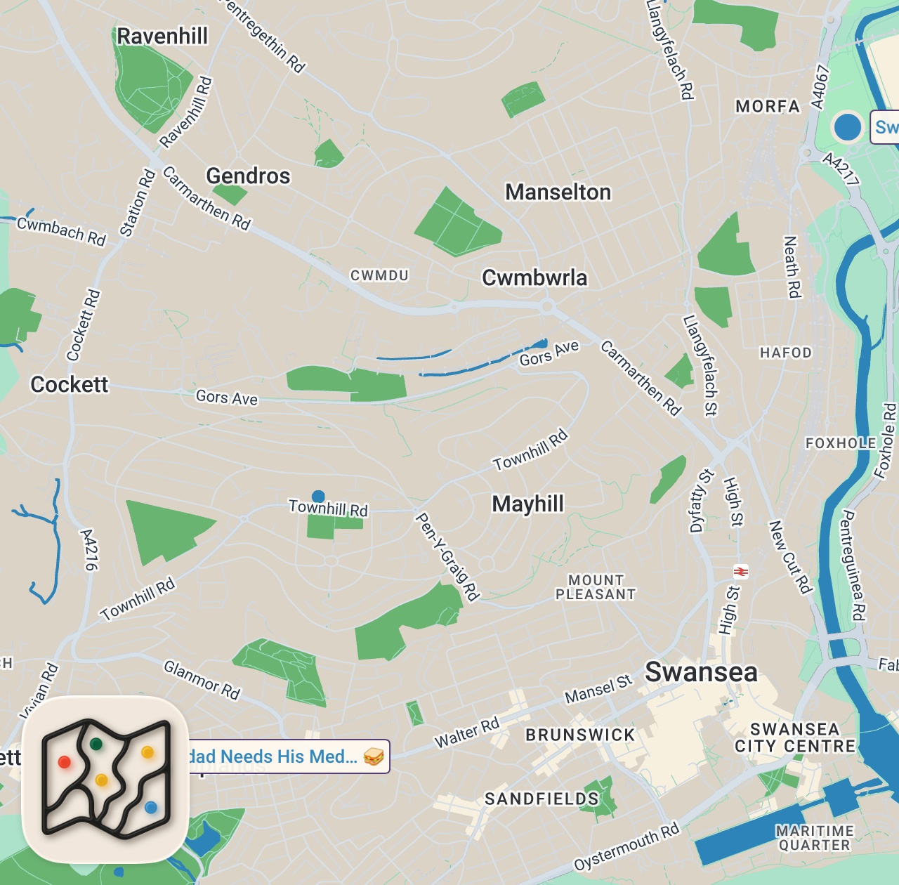 Map of 2 spots from Swansea has some OUTSTANDING food spots 👏🏼