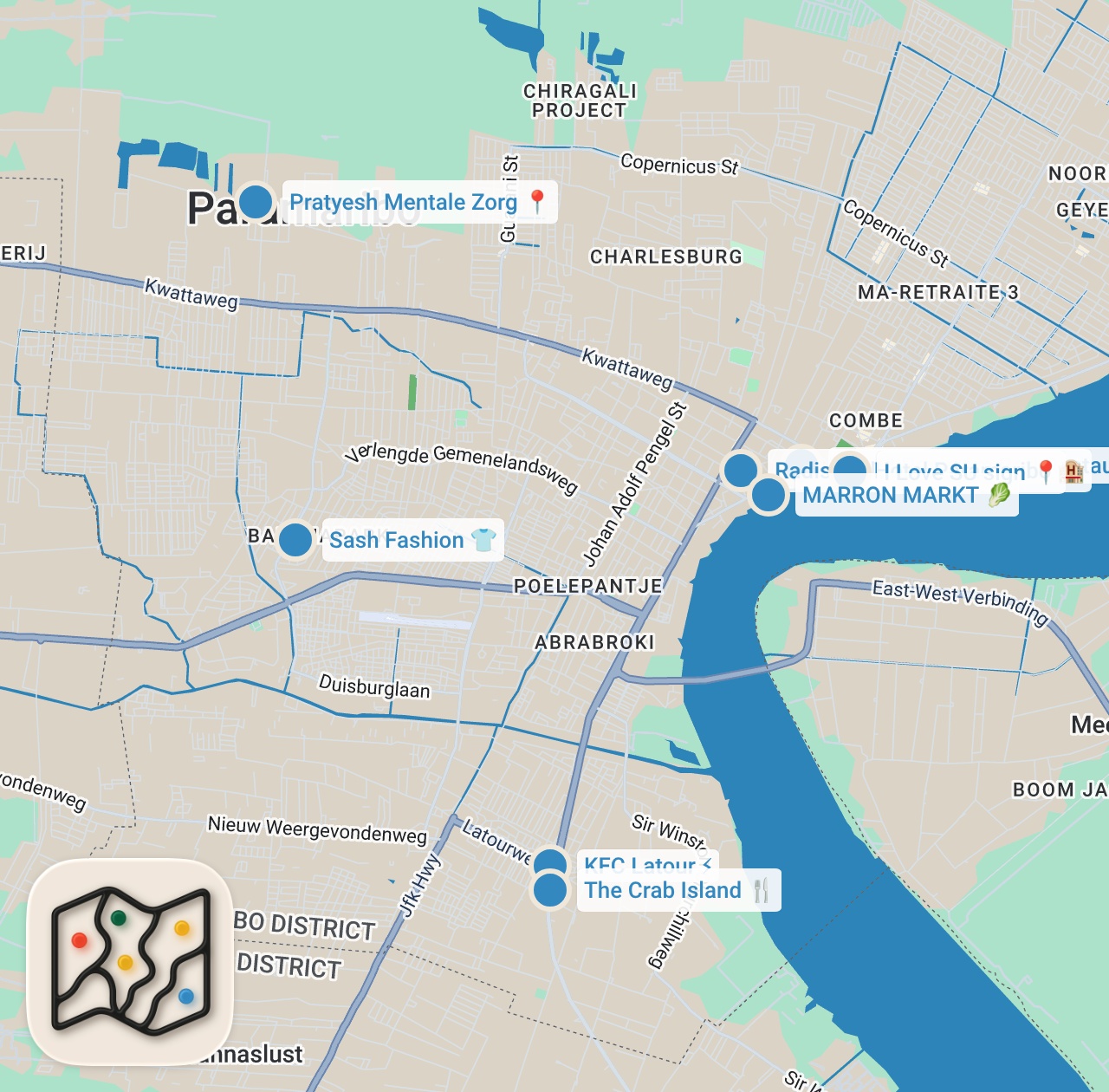 Map preview for American Tries Suriname Fast Food!! Street Crab & Caribbean KFC!!