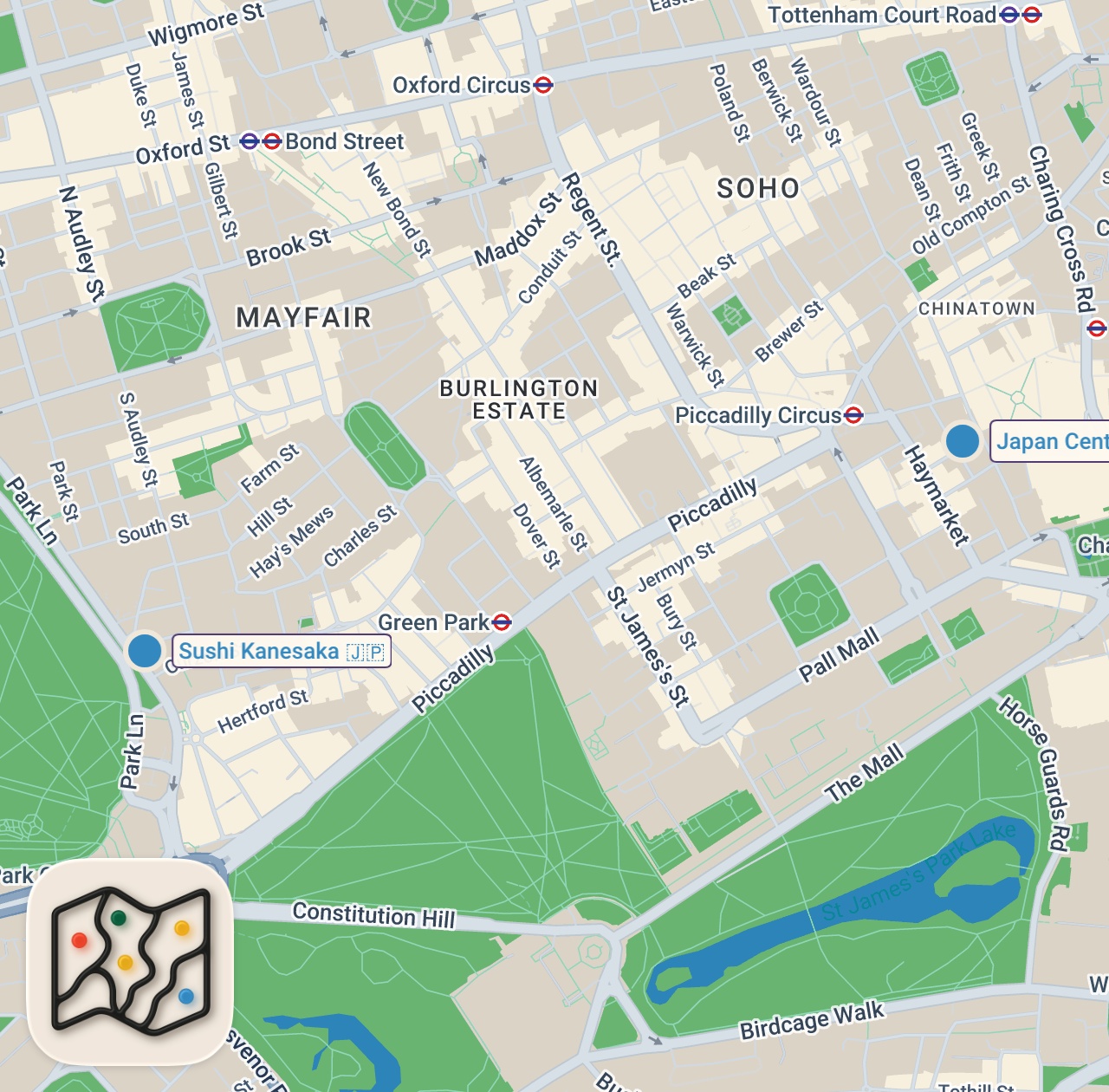 Map of 2 spots from I Tried Cheap vs Expensive Sushi