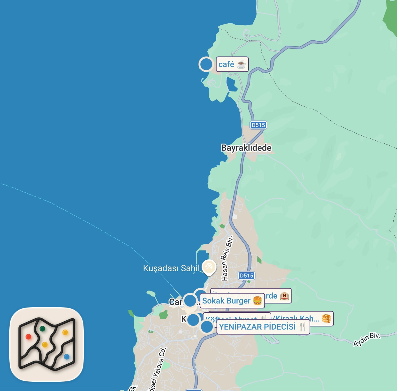 Map preview for KUŞADASI’NDA DÜNYALARI YEDİM!!!
