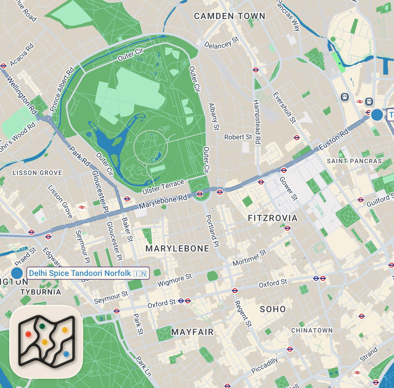 Map of 2 spots from Worst Curries