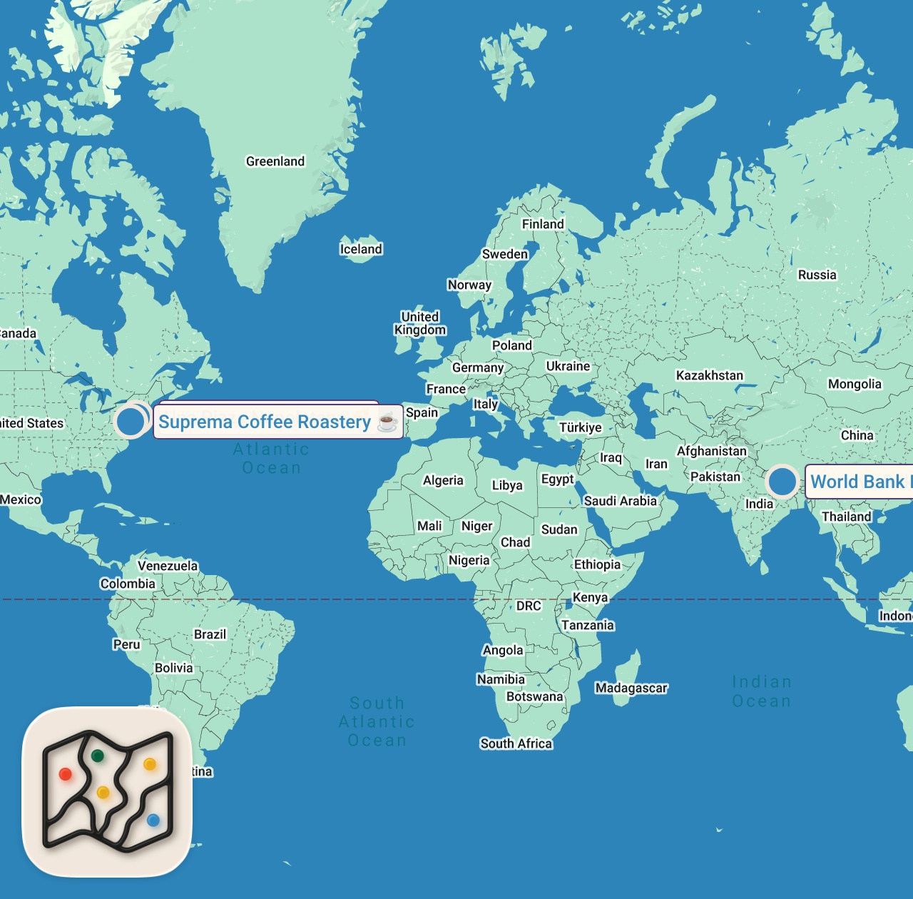Map of 4 spots from SUNDAY SIPS: Episode 2 NEPA, Podcasts, & the latest Mech Drop. 2/7/21