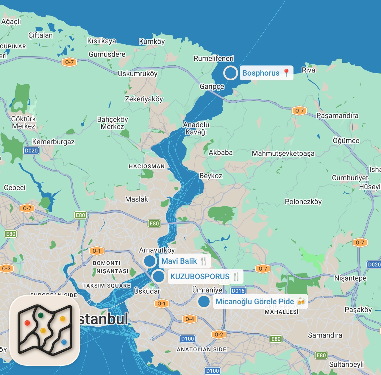Map preview for ÖZLEM ROTASI | Gurbetten Gelen Misafire İstanbul Lezzetleri W/ @OkanUSA  – Ayaküstü Lezzetler