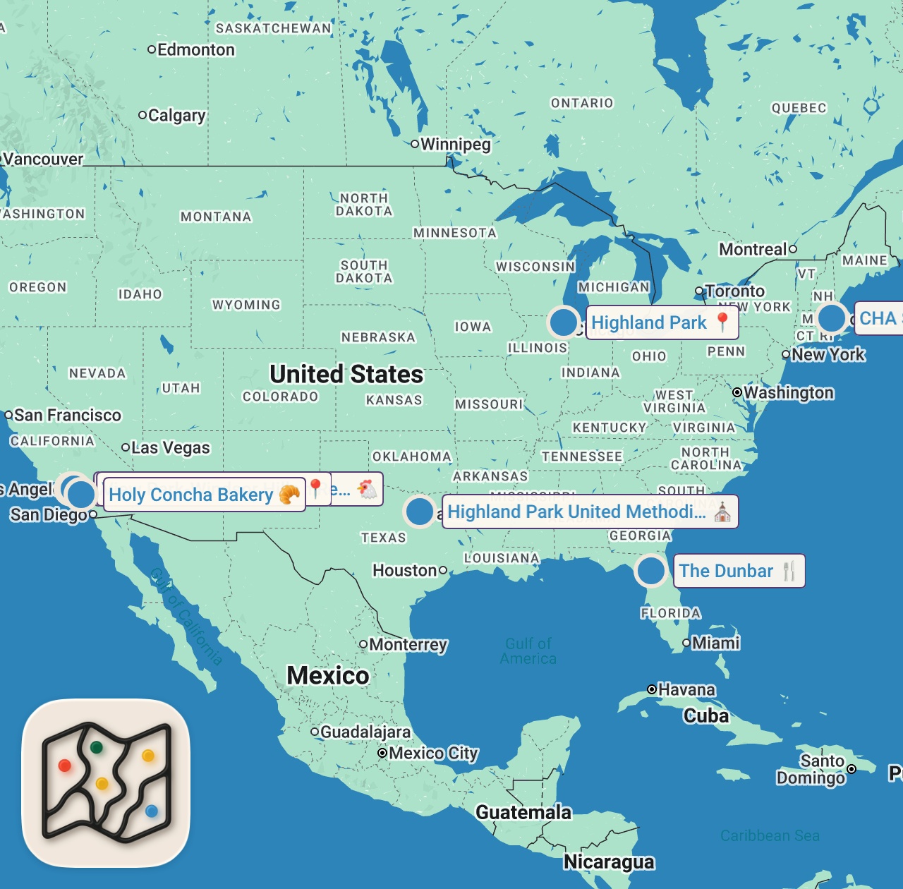Map of 8 spots from The Dirty Fried Chicken Sandwich That Has LA Obsessed — Plateworthy