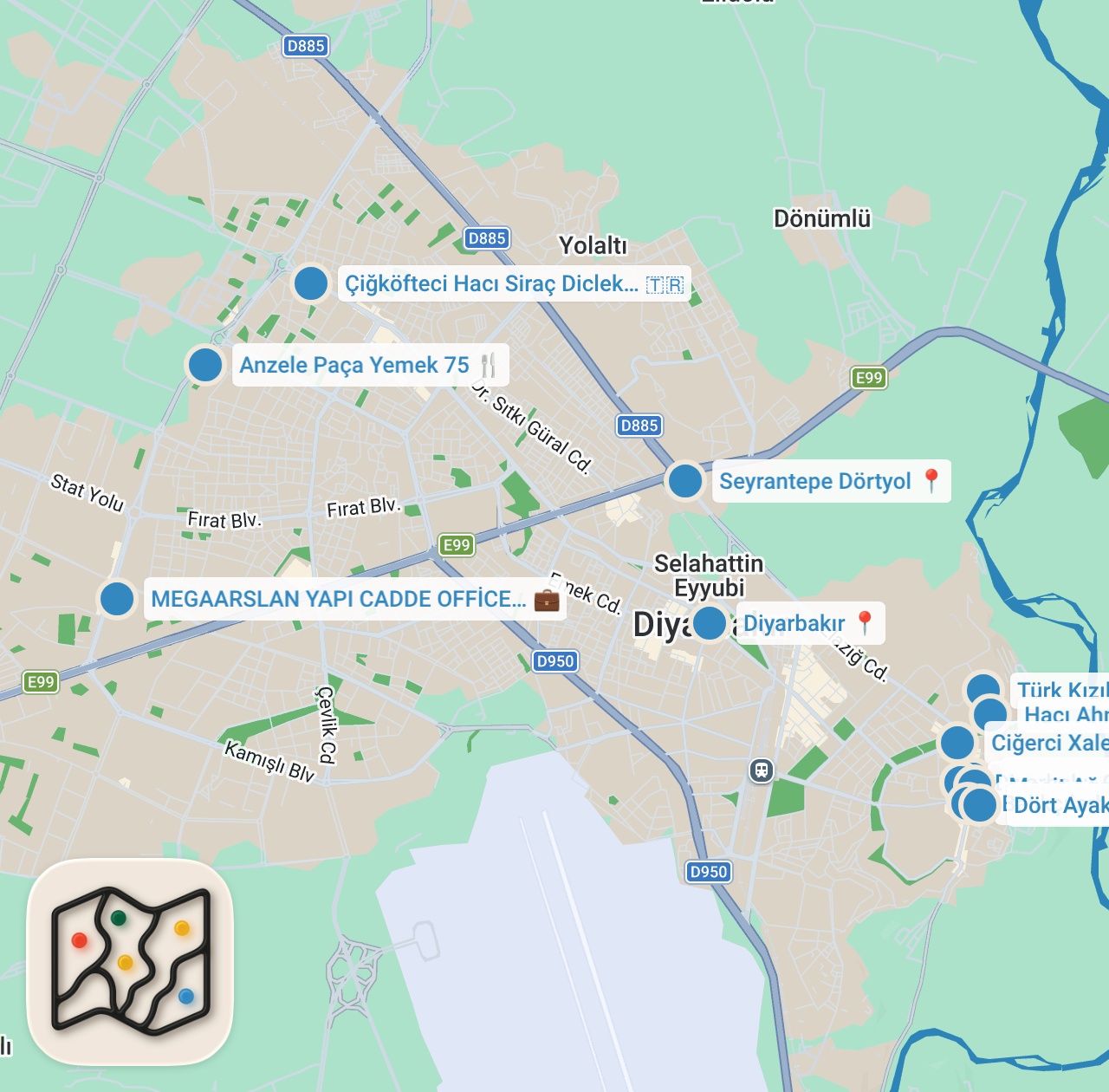 Map preview for DİYARBAKIR GECE LEZZETLERİ! @omertinte 