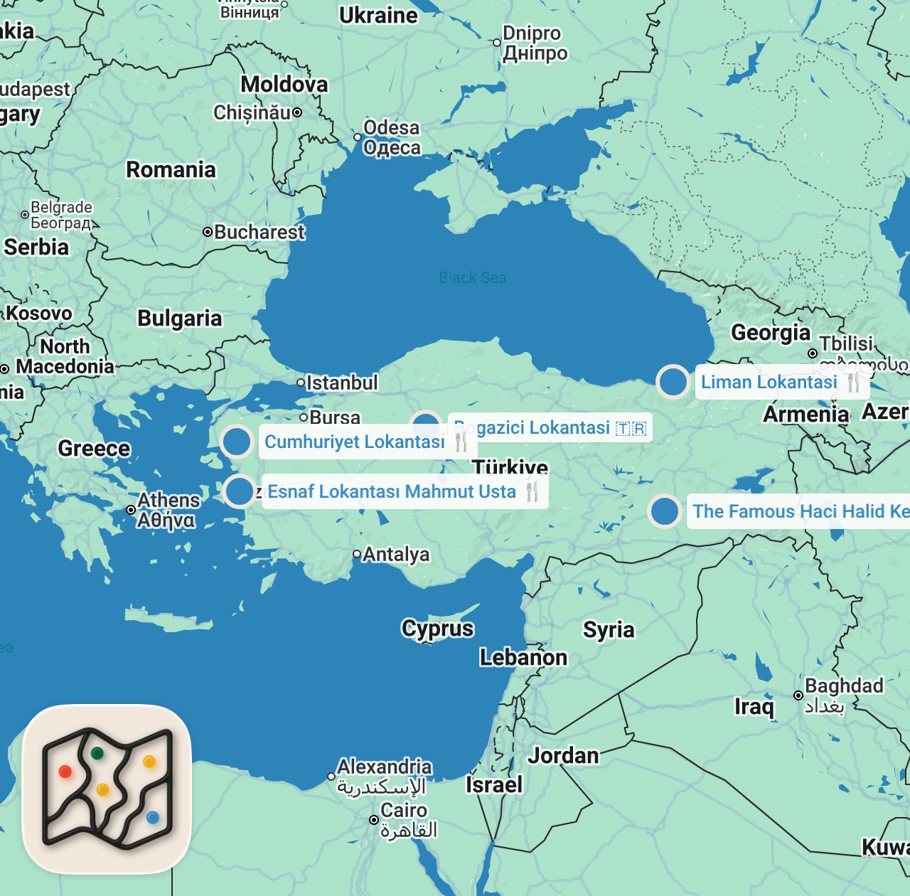 Map preview for EN SEVDİĞİMİZ ESNAF LOKANTALARI - TOP 5️⃣ - Ayaküstü Lezzetler
